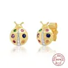 AretesPendientes mariquitas de cristal - plata de ley 925