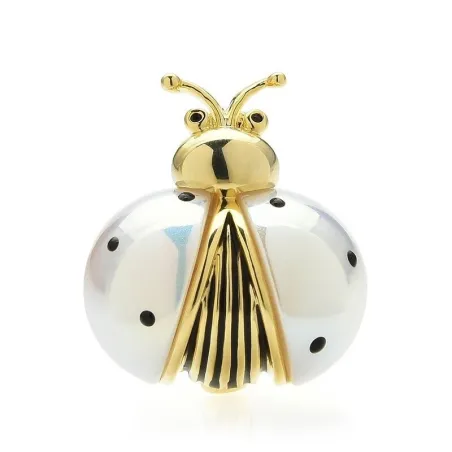 BrochesBroche mariquita blanco/dorado