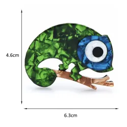 Große Augen Gecko / Eidechse - Emaille-Brosche