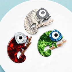 Große Augen Gecko / Eidechse - Emaille-Brosche