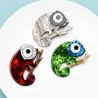 Große Augen Gecko / Eidechse - Emaille-Brosche