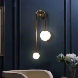 Moderne væglampe - dobbelt glaskugle - guldjern - LED G9 - AC90-260V