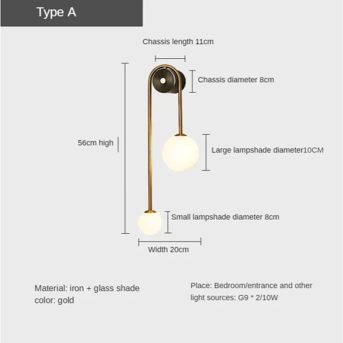 Moderne Wandleuchte - Doppelglaskugel - Goldeisen - LED G9 - AC90-260V