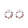 AretesPendientes pequeños redondos - mariposa - flores - perla - circonita - plata de ley 925