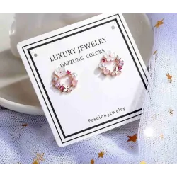 Small round earrings - butterfly - flowers - pearl - cubic zirconia - 925 sterling silverEarrings