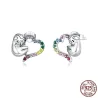 AretesPerezoso lento con corazón de circonitas de colores - Plata de ley 925