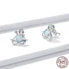 Dovendyr med opal hjerte - øreringe i 925 sterling sølv