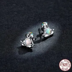 Sengångare med opalhjärta - örhängen i 925 sterling silver