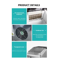Automatic ice cubes maker - English panel - 25 kgs / 24HBar supply