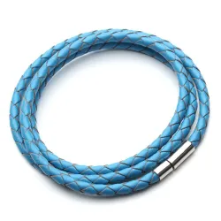 Vera pelle intrecciata - Bracciale con chiusure magnetiche