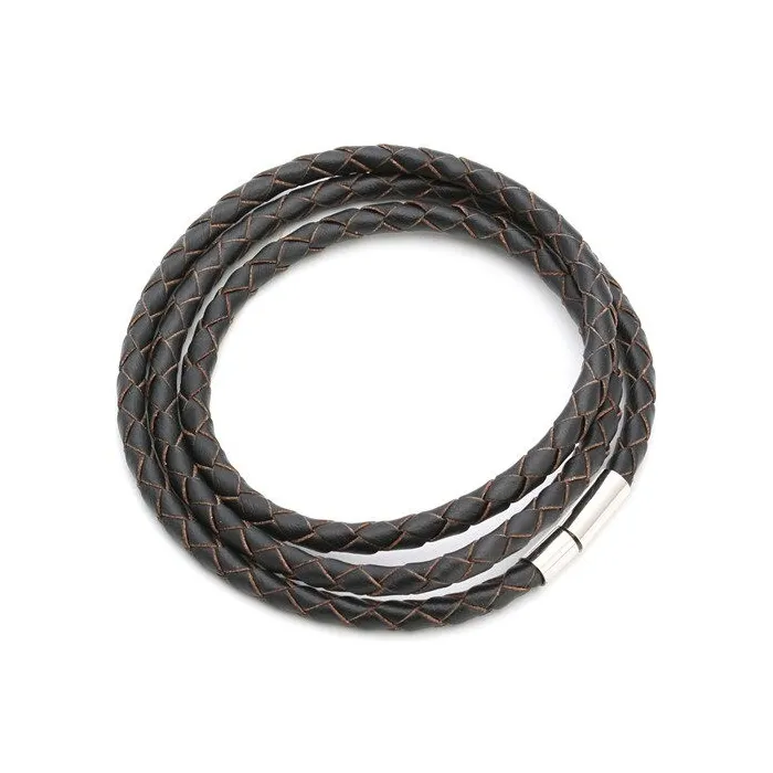 PulseraCuero genuino trenzado - pulsera con cierres magnéticos