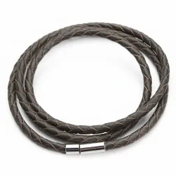 Vera pelle intrecciata - Bracciale con chiusure magnetiche