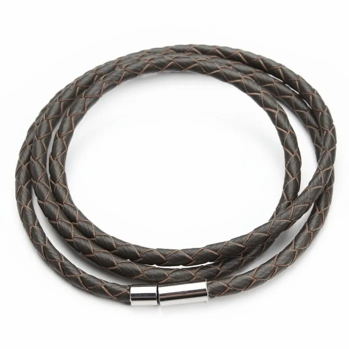 Vera pelle intrecciata - Bracciale con chiusure magnetiche