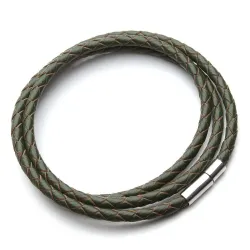 PulseraCuero genuino trenzado - pulsera con cierres magnéticos