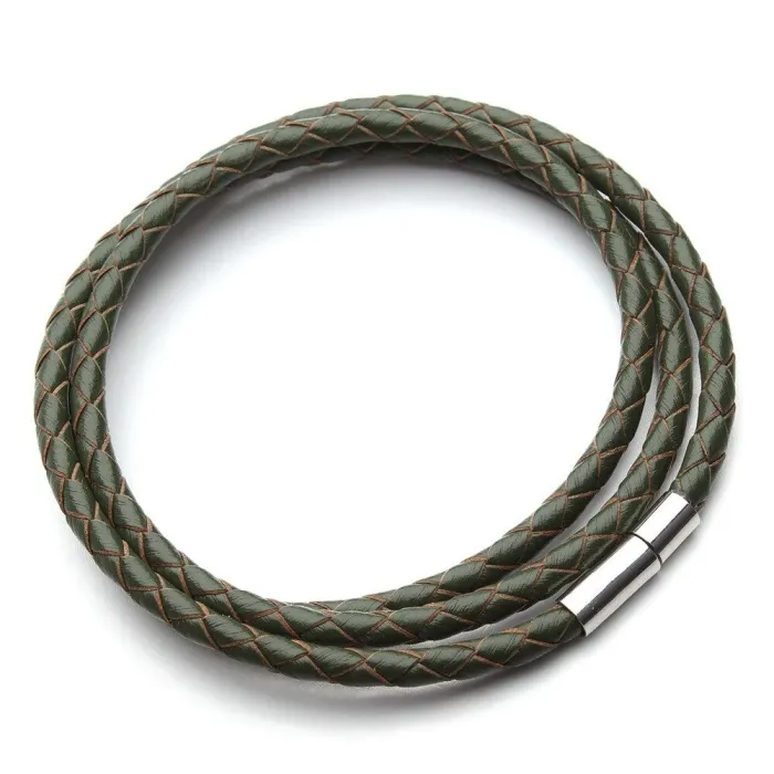 PulseraCuero genuino trenzado - pulsera con cierres magnéticos