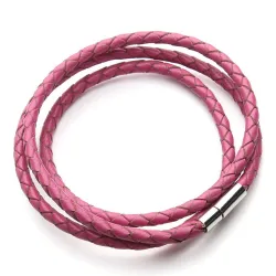 Vera pelle intrecciata - Bracciale con chiusure magnetiche
