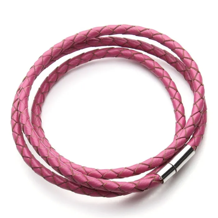 Vera pelle intrecciata - Bracciale con chiusure magnetiche