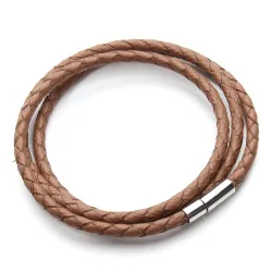 Couro trançado genuíno - pulseira com fechos magnéticos