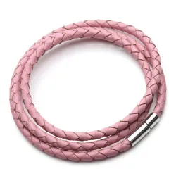 Vera pelle intrecciata - Bracciale con chiusure magnetiche