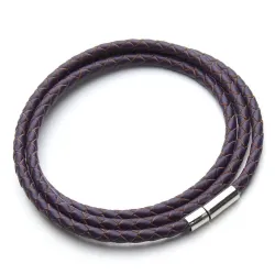 Vera pelle intrecciata - Bracciale con chiusure magnetiche
