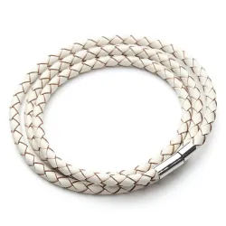 Couro trançado genuíno - pulseira com fechos magnéticos