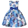 Elegant blomstret kjole - print med roser - lynlås - sløjfe