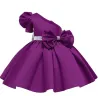 RopaVestido de niña elegante - un hombro descubierto - cremallera - doble lazo