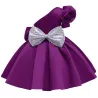 RopaVestido de niña elegante - un hombro descubierto - cremallera - doble lazo