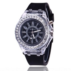 RelojesGENEVA - Quartz watch - crystals - silicone strap - with LED light