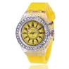 GENEVA - Relógio de quartzo - cristais - pulseira de silicone - com luz LED