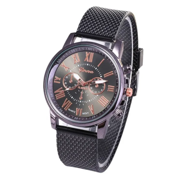 GENEVA - moderiktig Quartz-klocka - romerska siffror - läderarmband