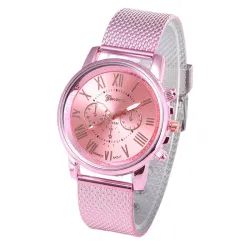 GENEVA - moderiktig Quartz-klocka - romerska siffror - läderarmband