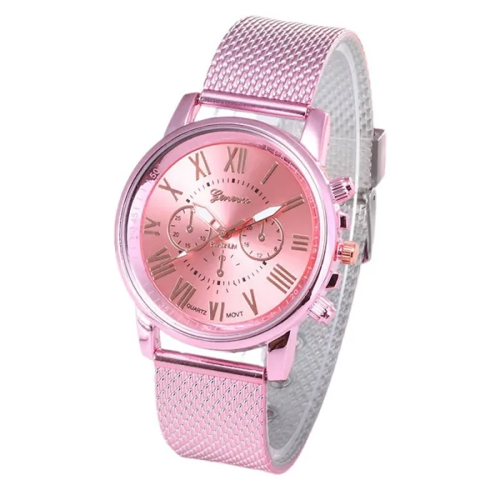GENEVA - moderiktig Quartz-klocka - romerska siffror - läderarmband
