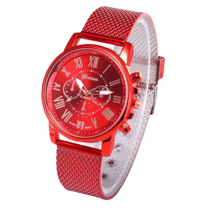 RelojesGINEBRA - reloj de cuarzo de moda - números romanos - correa de piel