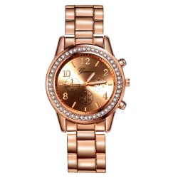 GENEVA - luxurious stainless steel watch - with rhinestones / bracelet
