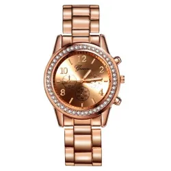 GENEVA - relógio luxuoso em aço inoxidável - com strass / pulseira