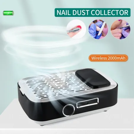 Trådlös nageldammsugare - starkt sug - med återanvändbart filter - 2000mAh batteri - 80W