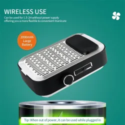 Trådlös nageldammsugare - starkt sug - med återanvändbart filter - 2000mAh batteri - 80W