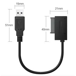 USB 2.0 - 3.0 til mini Sata II 7+6 13Pin - adapter - kabel - for bærbar CD/DVD ROM Slimline Drive