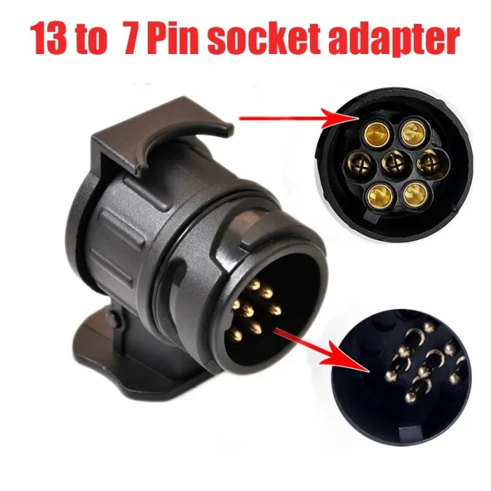 13- auf 7-poliger Anhängerstecker - Steckdose - Adapter - wasserdicht - 12V