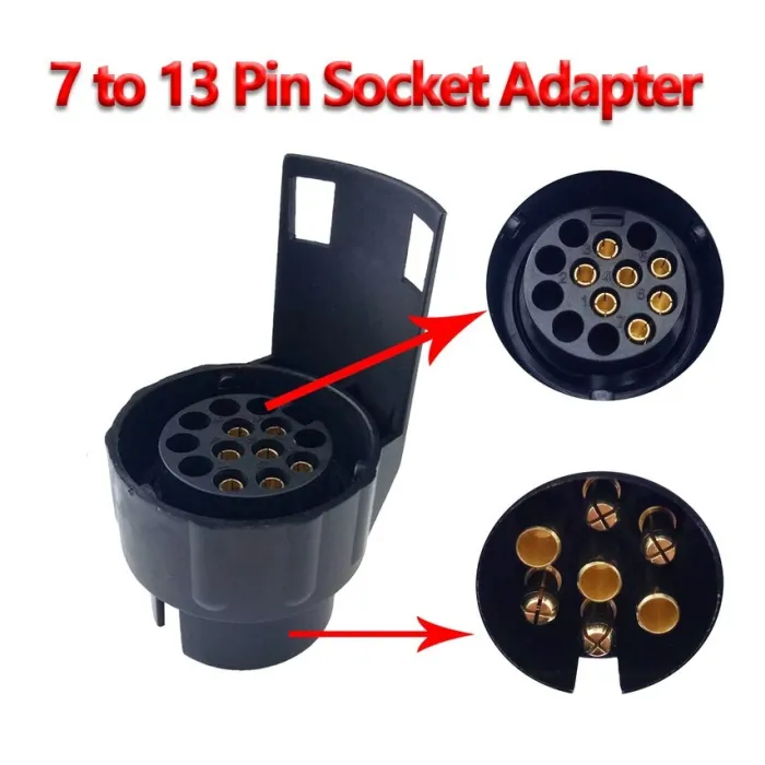 7 til 13-pinners stikkontaktadapter - tilhengerledningskontakt - vanntett - 12V