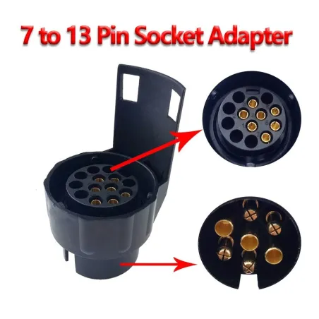7 til 13-pinners stikkontaktadapter - tilhengerledningskontakt - vanntett - 12V