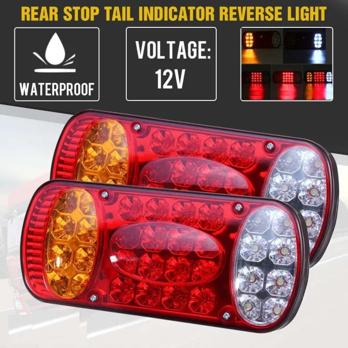 Freno di coda stop posteriore - luce retromarcia - 12V - 32 LED - 2 pezzi