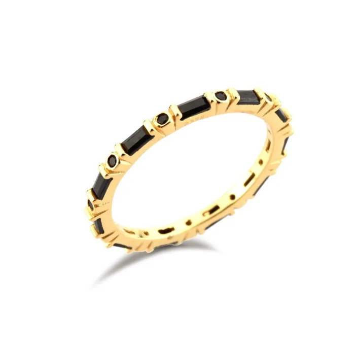 Luksuriøs guldring - grøn zirconia - 925 sterling sølv
