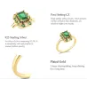 Luksuriøs guldring - grøn zirconia - 925 sterling sølv