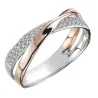 Elegant damering - tofarvet - X-form - hvid zirconia