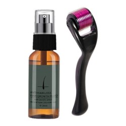BarbaEsencia para crecimiento de barba/cabello - spray - con masajeador de rodillos de agujas - anticaída del cabello