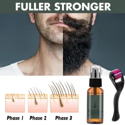 Beard / hair growth essence - spray - with needle roller massager - anti hair lossBeard