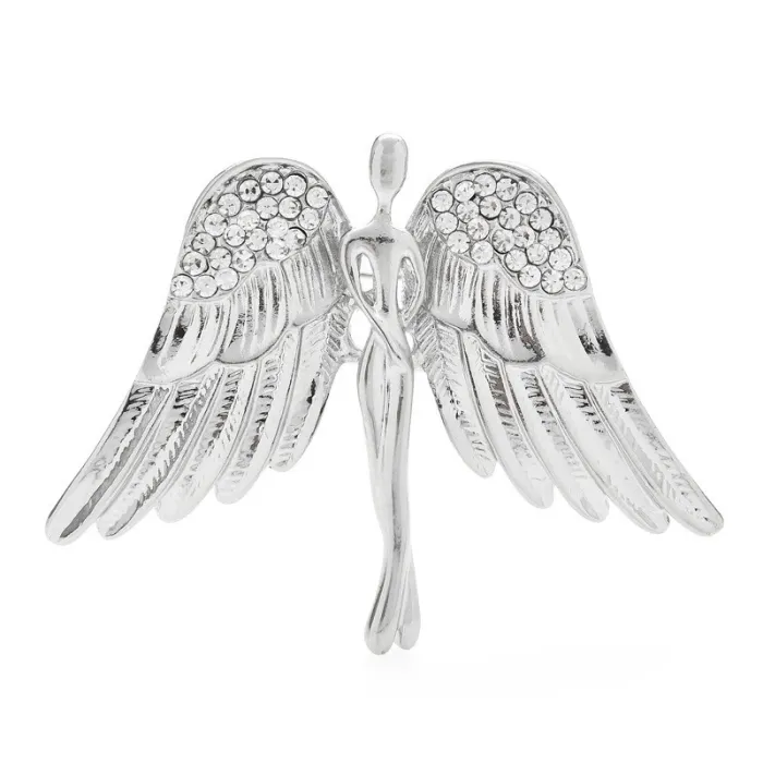 Broche ange grandes ailes - avec cristaux