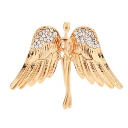Broszka aniołek z dużymi skrzydłami - z kryształkamiBroszki
